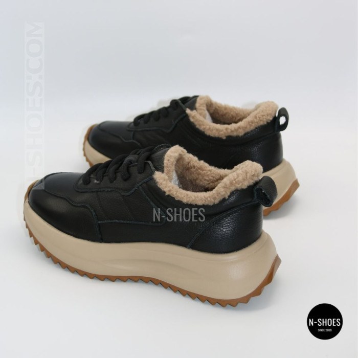 Women's Winter Leather Sneakers ALLSY 215023 with Fur