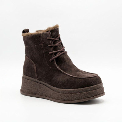 Жіночі зимові замшеві черевики ALLSY 216639 C54787-1342 BROWN 6446 шоколадного кольору