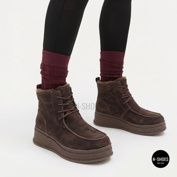 Шоколадні зимові черевики ALLSY 216639 C54787-1342 BROWN