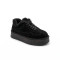 Trendy black genuine suede high-platform winter sneakers/Uggs (Allsy 218327 16837-59-1 BLACK 6457) with fur lining.