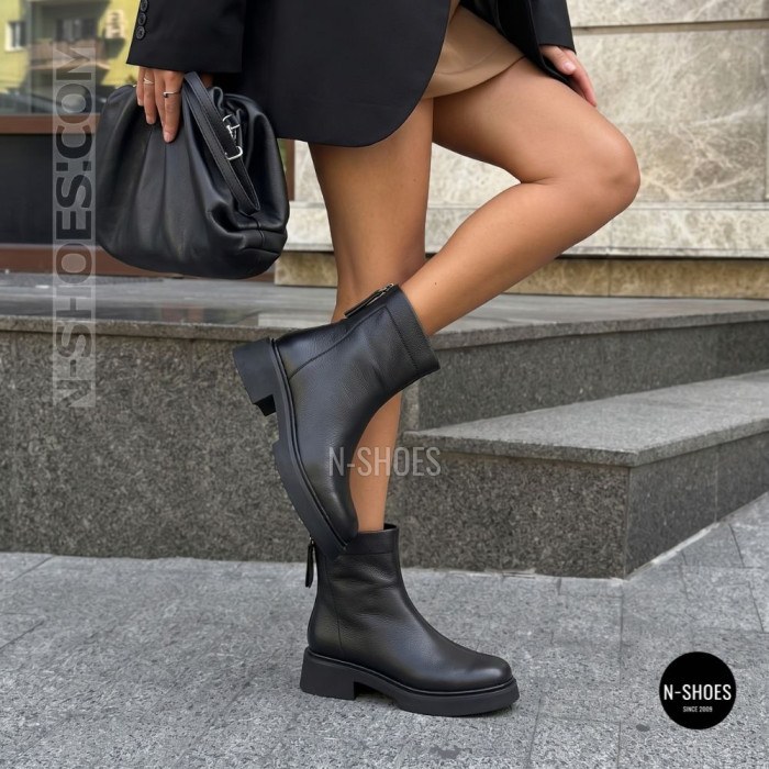 Теплі шкіряні жіночі черевики Allsy 217062 W10-D07A BLACK 6460