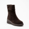 Коричневі зимові жіночі полусапожки Allsy 214995 26Z83Z3631-2 BROWN 6467 з натуральної замші шоколадного кольору на танкетці