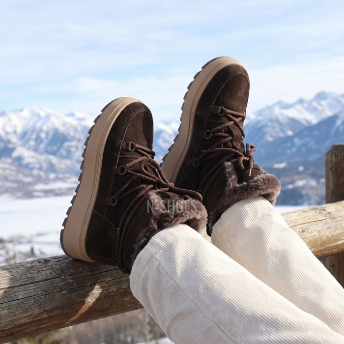 Зимові черевики Allsy 218727 808L1 BROWN 6468 з хутром