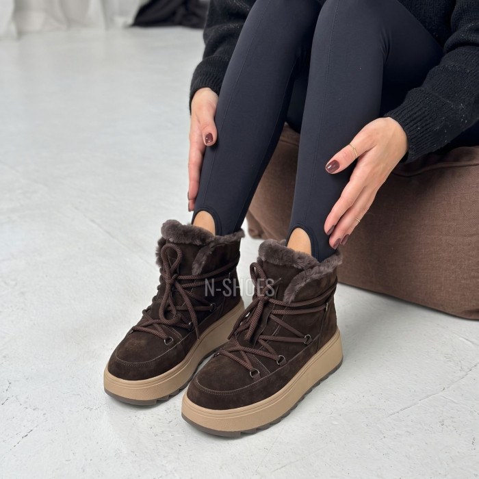 Зимові черевики Allsy 218727 808L1 BROWN 6468 з хутром