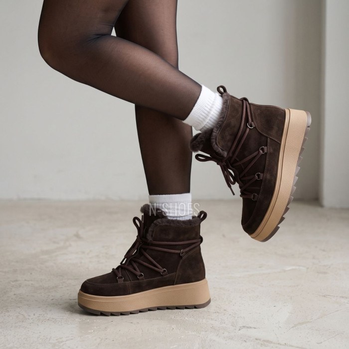 Зимові черевики Allsy 218727 808L1 BROWN 6468 з хутром