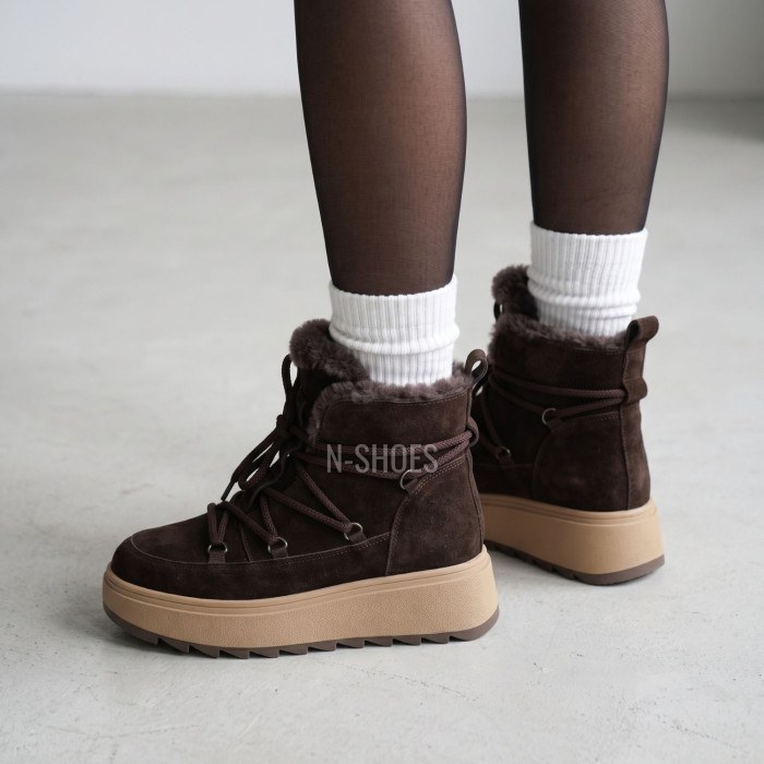 Зимові черевики Allsy 218727 808L1 BROWN 6468 з хутром
