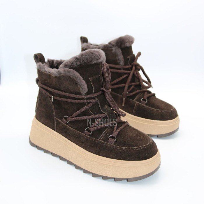 Зимові черевики Allsy 218727 808L1 BROWN 6468 з хутром