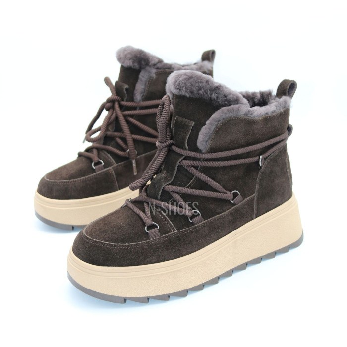 Зимові черевики Allsy 218727 808L1 BROWN 6468 з хутром