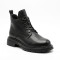 Жіночі зимаві чорні шкіряні черевики Allsy 219306 215237 9286L2-2 BLACK 6469 з натуральної шкіри утеплені вовною на тракторній підошві зі шнурівкою та блискавкою