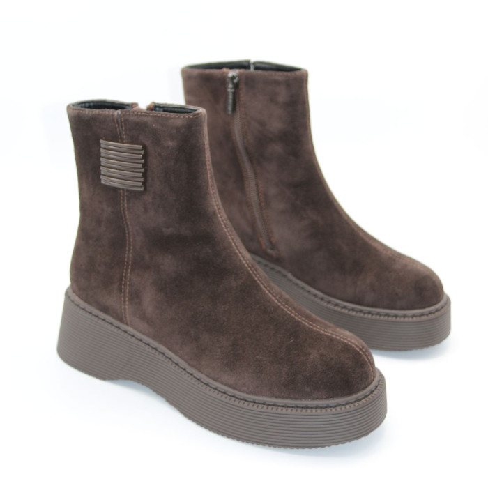 Теплі замшеві черевики Allsy 214949 26Z83Z3619-1 BROWN 6478 на платформі