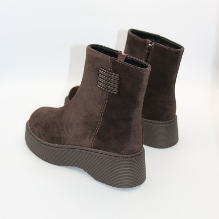 Теплі замшеві черевики Allsy 214949 26Z83Z3619-1 BROWN 6478 на платформі