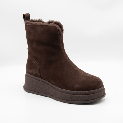 Anna Lucci 216319 80923-8D 6487 BROWN women's brown suede platform boots with fur