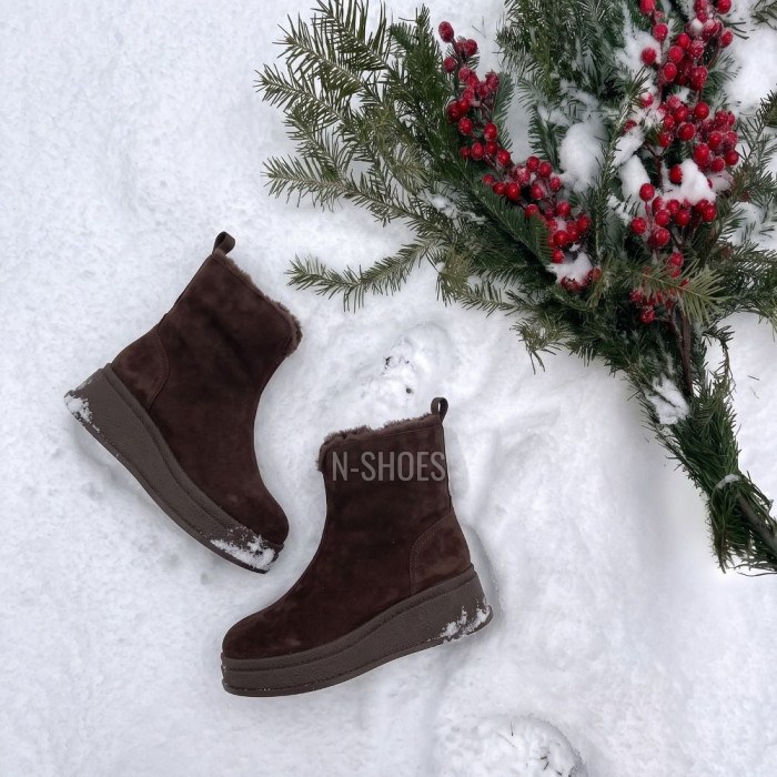 Women's Brown Suede Boots Anna Lucci 216319 with Fur