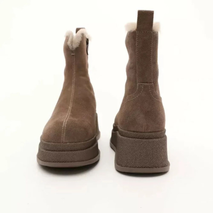 Women's Brown Suede Boots Anna Lucci 216319 with Fur