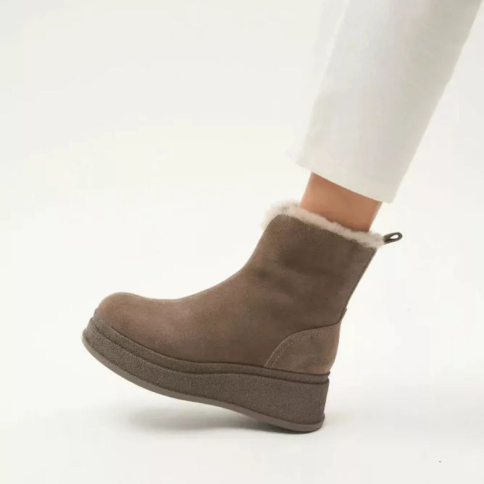 Women's Brown Suede Boots Anna Lucci 216319 with Fur