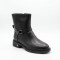Anna Lucci 217850 T939A-D738-9M 6489 BLACK women's black leather winter boots with a genuine leather strap and full wool lining