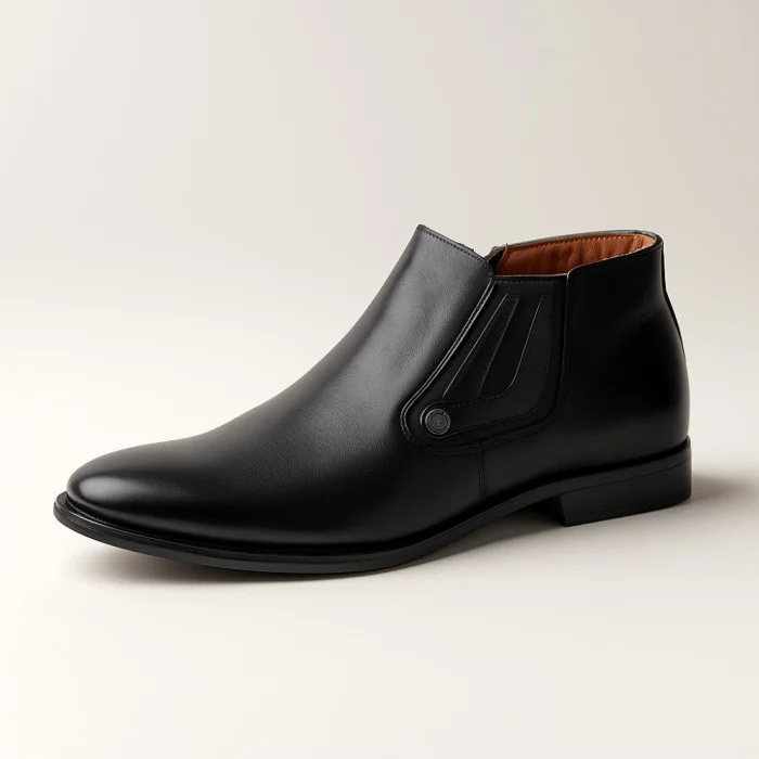 Men’s black winter boots Tapi Poland B-2163/-136-176-265 with zipper, genuine leather