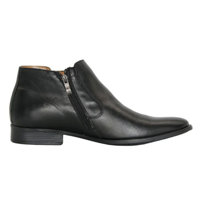 Men’s black winter boots Tapi Poland B-2163/-136-176-265 with zipper, genuine leather