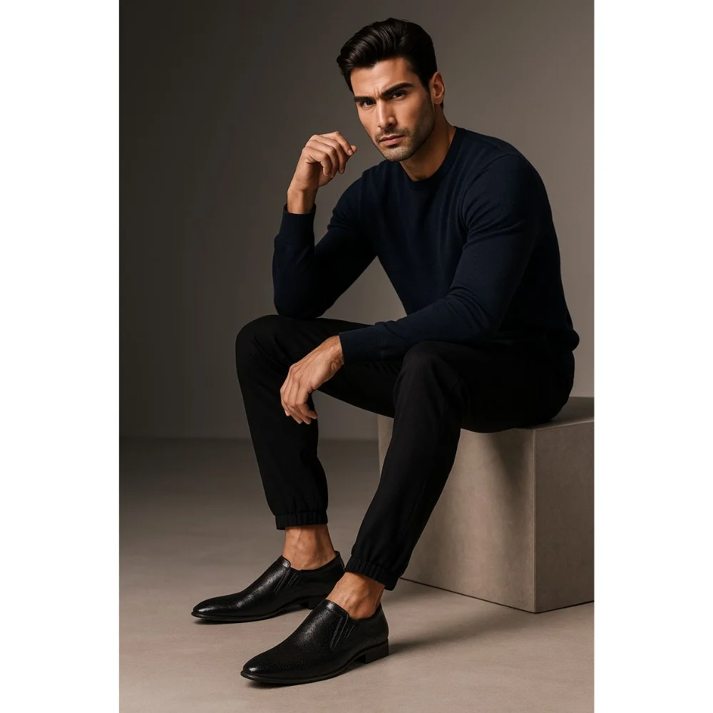 Shoes man's black Tapi (Poland) model 3059