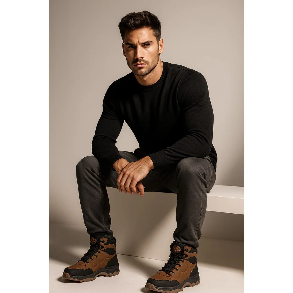 Чоловічі коричневі зимові черевики Grunberg 148153-14-04 6084 з натуральної шкіри та вовною