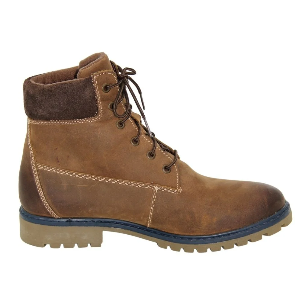 Badura 4602-bn-braz-074 — чоловічі зимові черевики з натурального нубуку, руді, на шнурівці