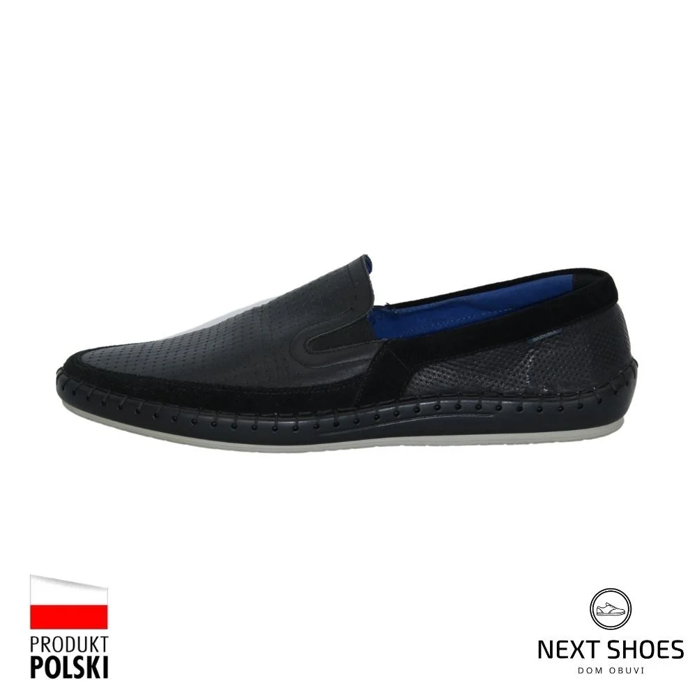 Moccasins man's black Badura (Poland) model 4143