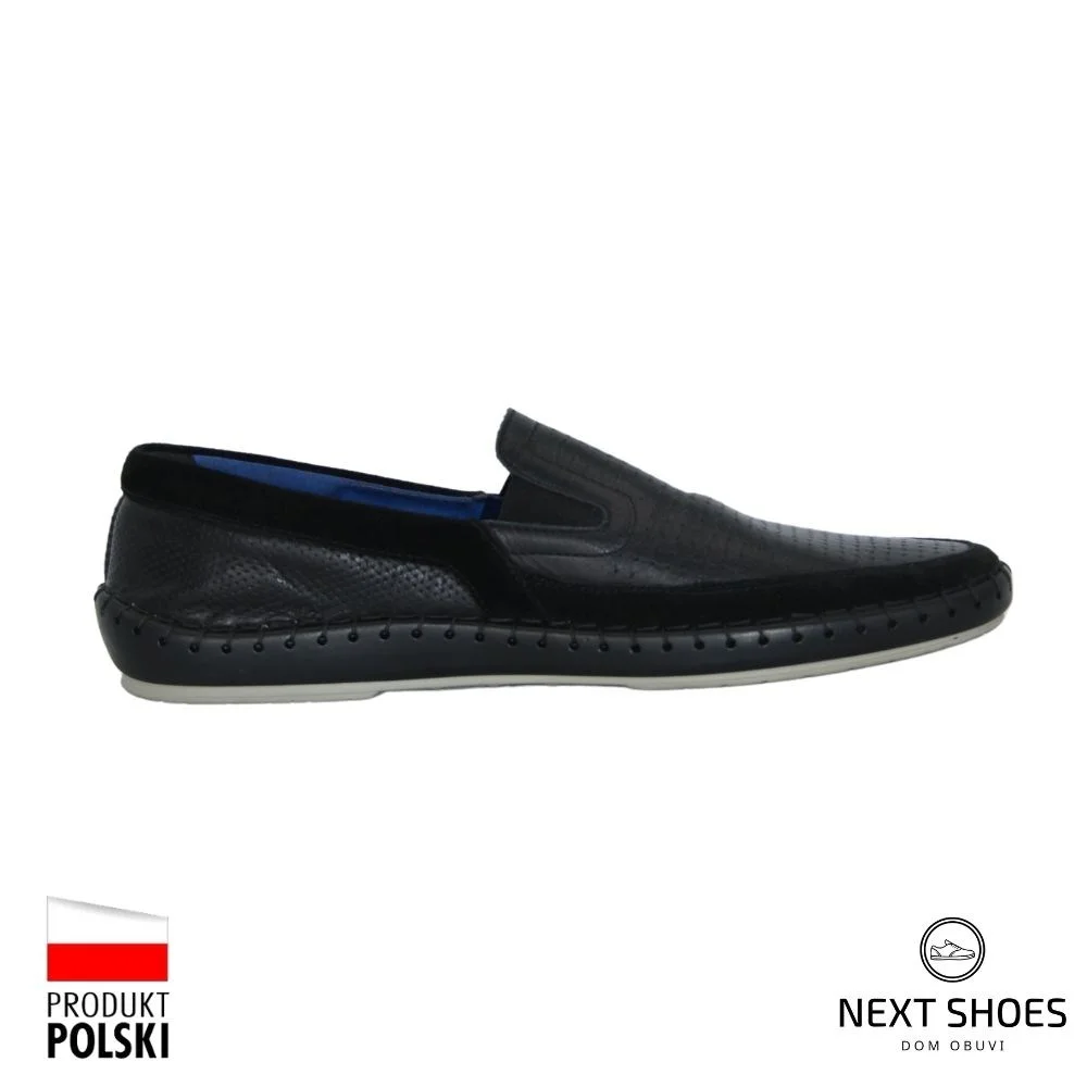 Moccasins man's black Badura (Poland) model 4143