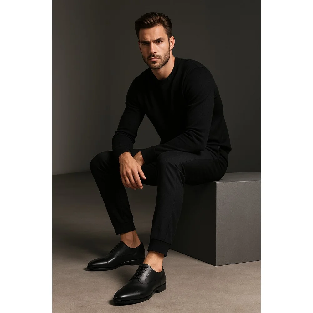 Shoes man's black Badura (Poland) model 4412