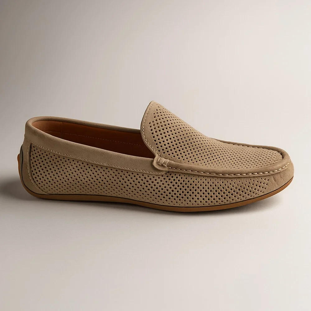 Мокасины мужские бежевые Ridge (Турция) модель 4953