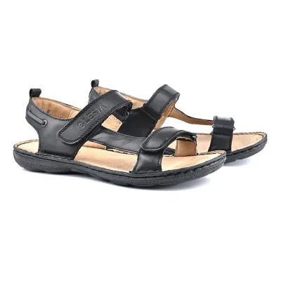 Sandals man's black Lesta Poland 122-1169-1-10E1 pull-up czarny 5032 Sandals man's black Lesta Poland 122-1169-1-10E1 pull-up czarny 5032