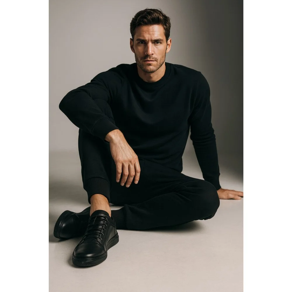 Купити чоловічі чорні шкіряні кросівки Giorgio Minardi C21B-373 5377-5065