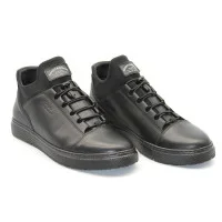 Мужские черные кожаные высокие кроссовки Giorgio Minardi с утеплением 3921z-c21b 5381