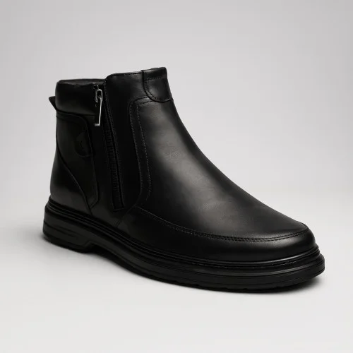 Men's black winter boots Giorgio Minardi 1348m czarny 5482 from Polish factory in genuine leather with natural wool insulation