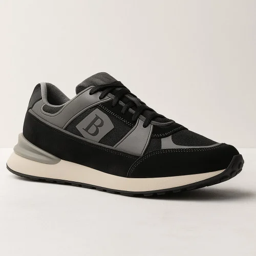 Чоловічі шкіряні чорно-сірі кросівки Badura GRAFTON-23 MB Black 5582