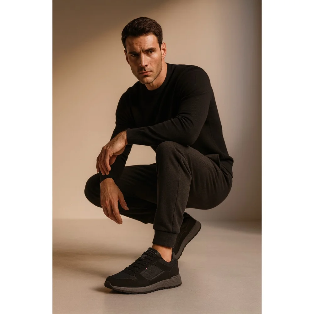 Men’s Black Sneakers Lanetti MP07-01543-05B 5654