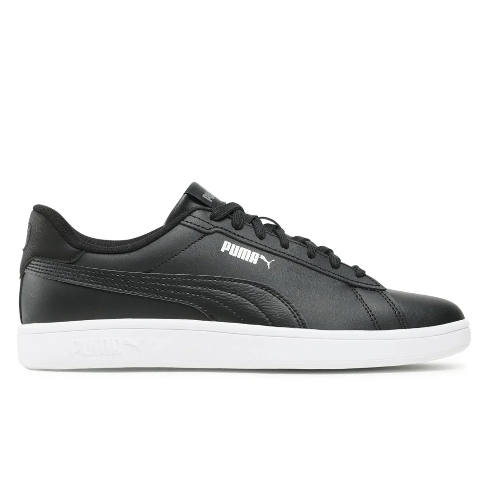 Мужские кроссовки Puma Smash 3.0 L из натуральной кожи чёрные модель 5702