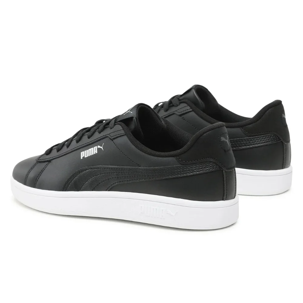 Мужские кроссовки Puma Smash 3.0 L из натуральной кожи чёрные модель 5702
