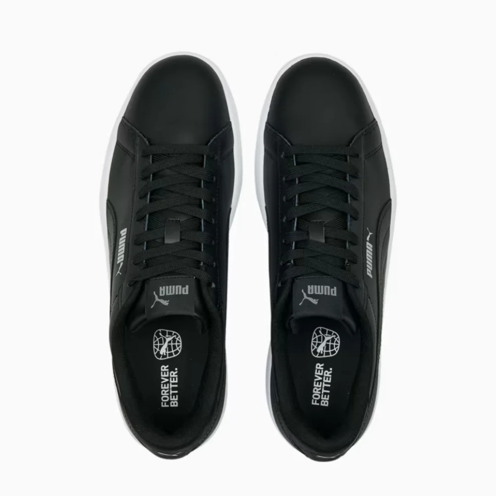 Мужские кроссовки Puma Smash 3.0 L из натуральной кожи чёрные модель 5702