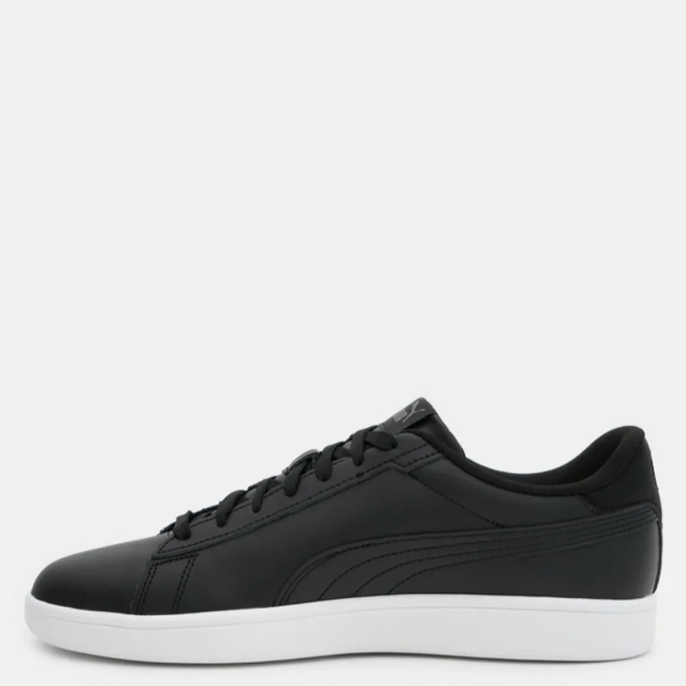 Мужские кроссовки Puma Smash 3.0 L из натуральной кожи чёрные модель 5702