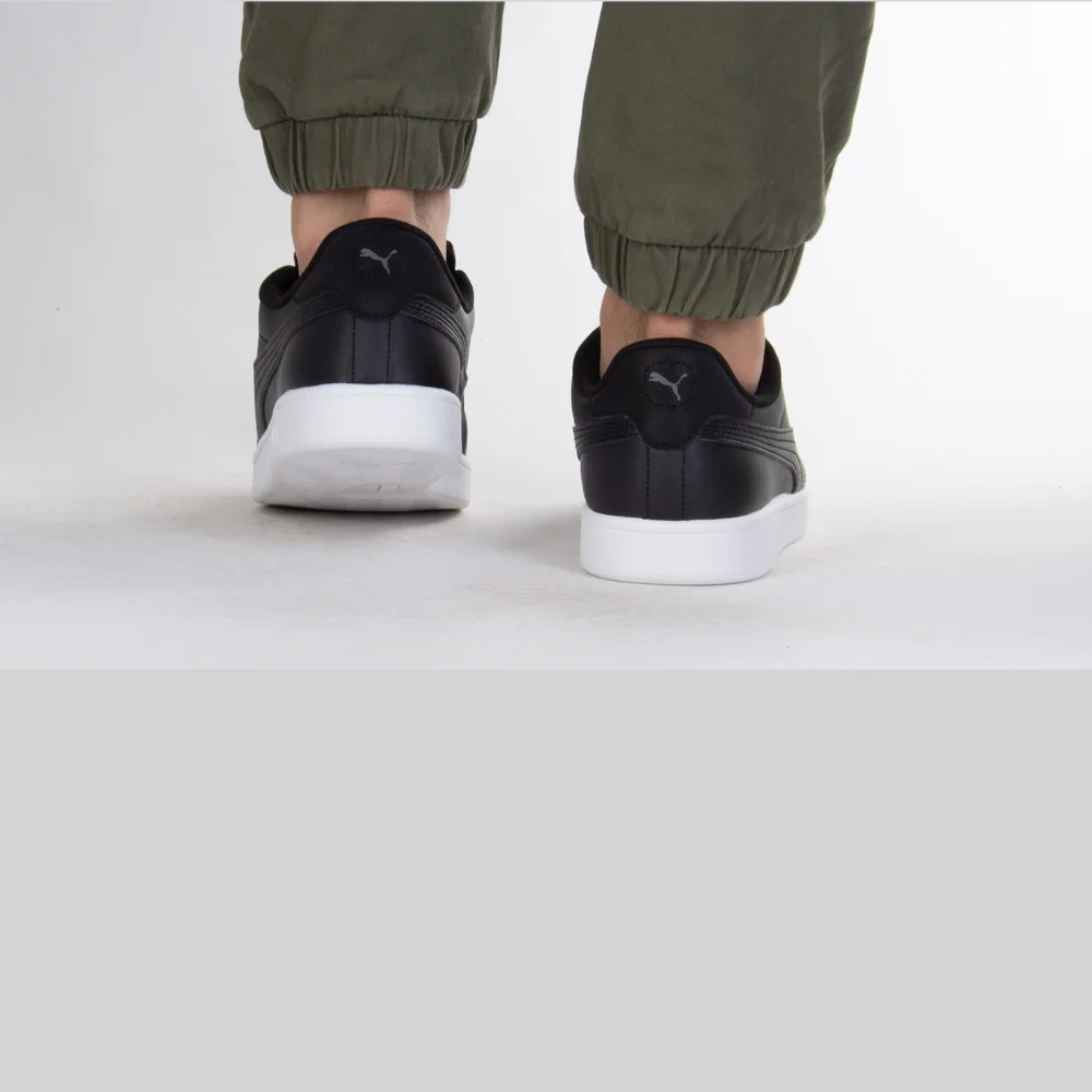 Мужские кроссовки Puma Smash 3.0 L из натуральной кожи чёрные модель 5702