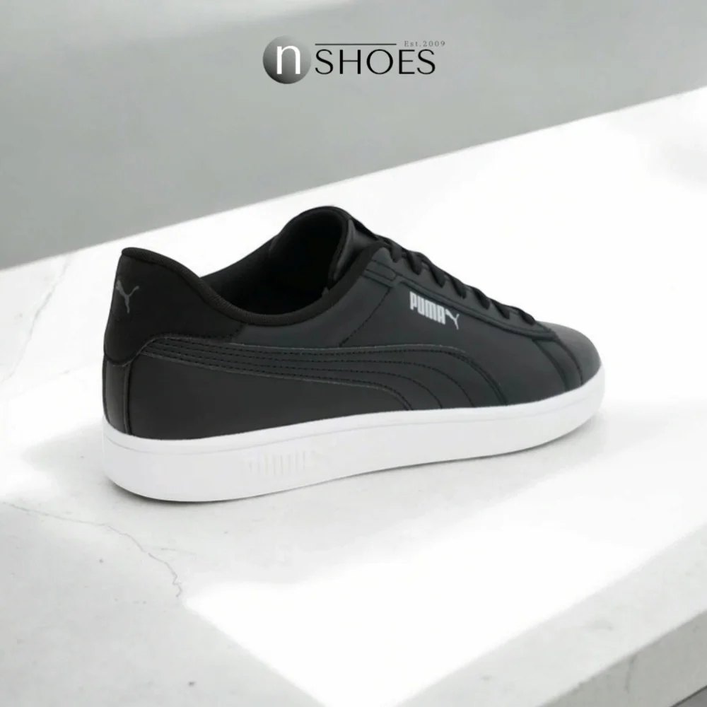 Мужские кроссовки Puma Smash 3.0 L из натуральной кожи чёрные модель 5702