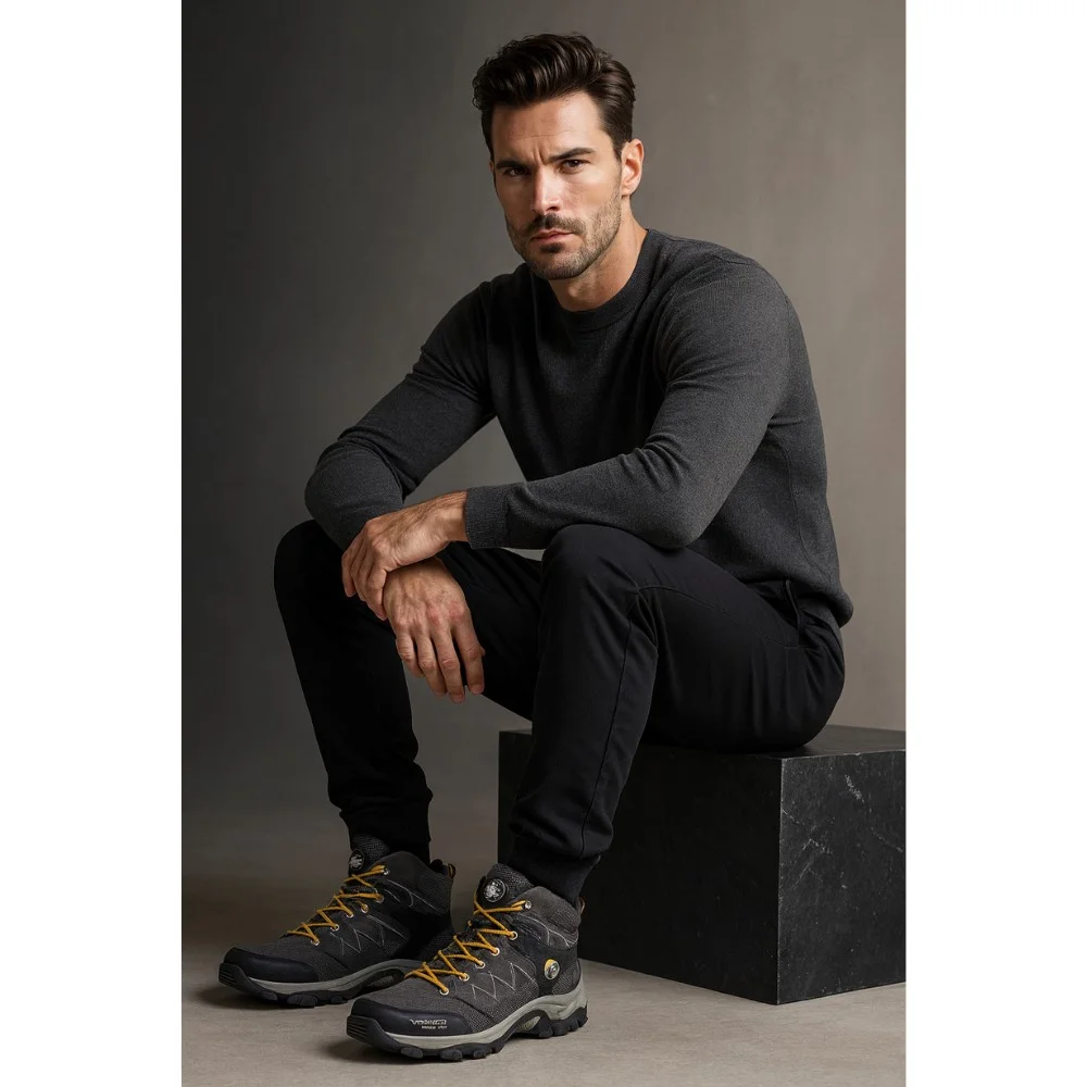 Мужские серые треккинговые ботинки Vertigo Alpes Mosca 5706 из натуральной замши