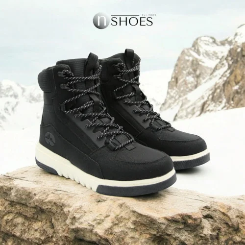 Men's black winter boots GRUNBERG 128198 11-01W 5733 with wool insulation from genuine leather from the Italian brand