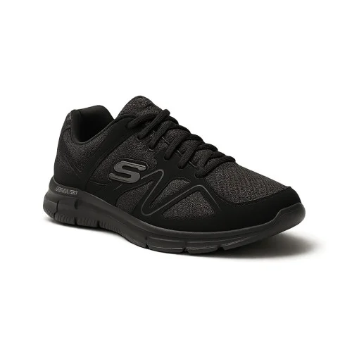 Мужские черные кроссовки Skechers Flash Point 58350 BBK 5767 с натуральной кожи со стелькой Memory Foam™ оригинальные от американского бренда