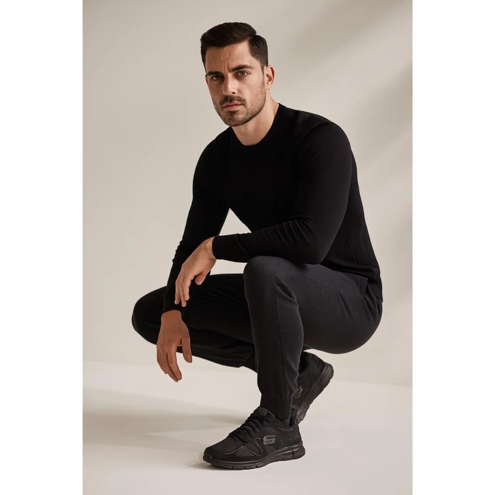 Skechers Flash Point 58350 BBK 5767 чорні шкіряні кросівки з устілкою Memory Foam