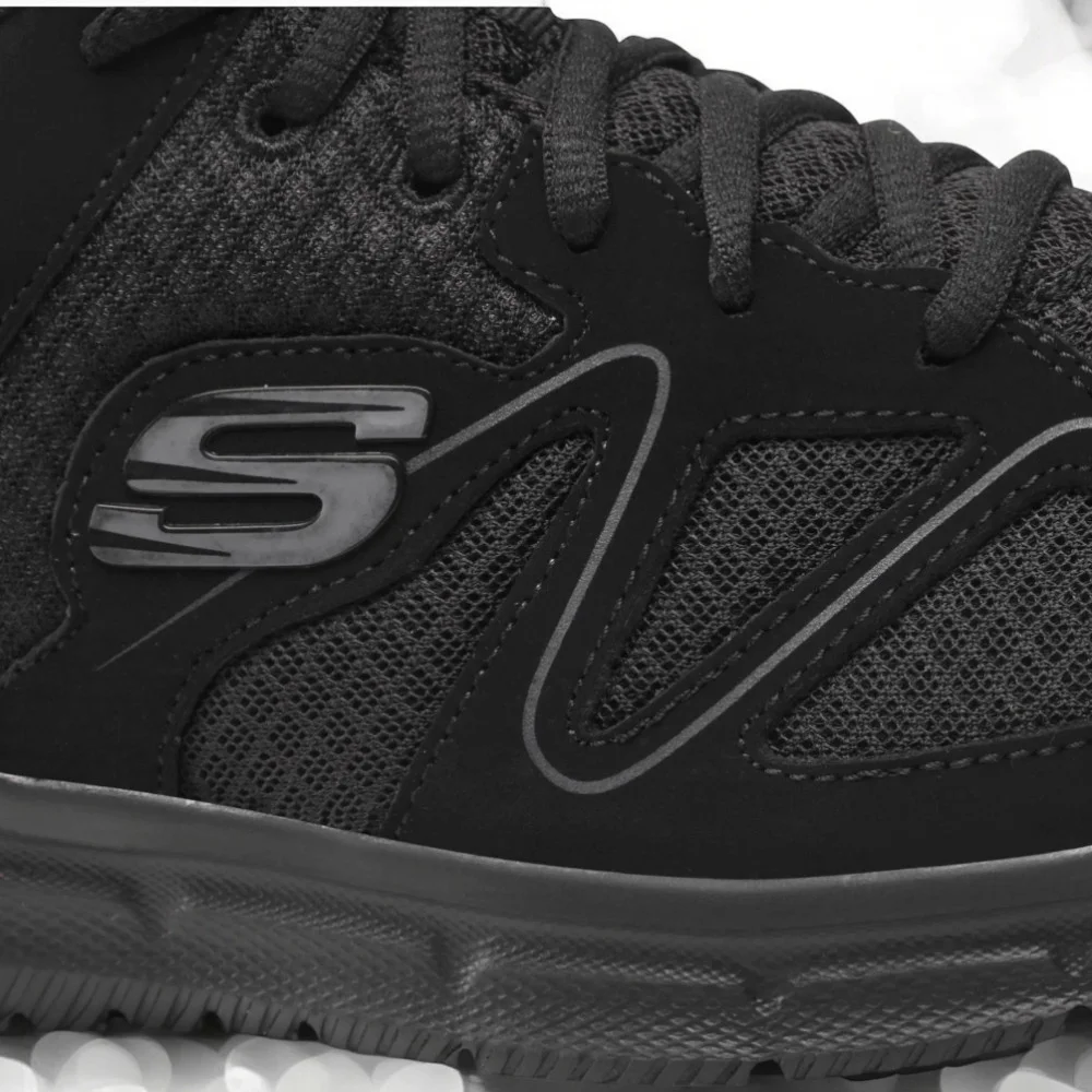 Skechers Flash Point 58350 BBK 5767 чорні шкіряні кросівки з устілкою Memory Foam