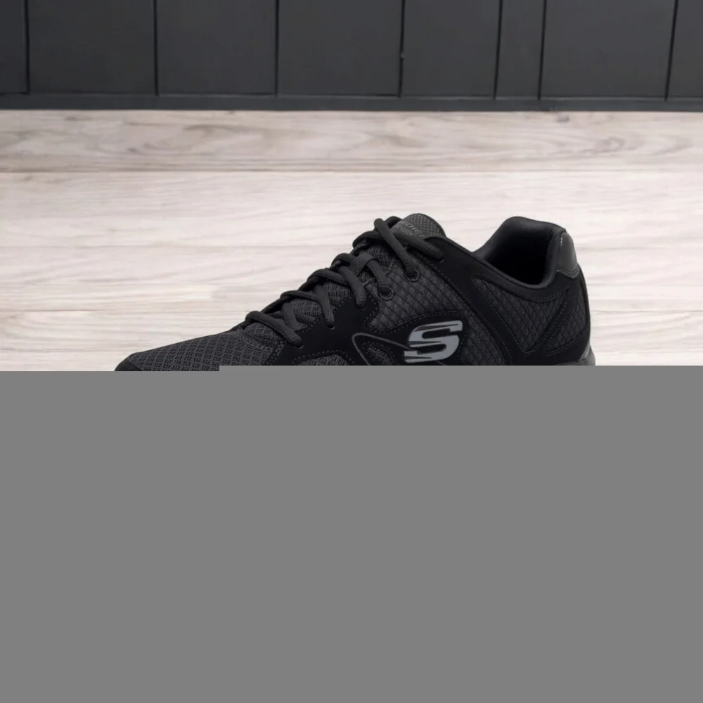 Skechers Flash Point 58350 BBK 5767 чорні шкіряні кросівки з устілкою Memory Foam