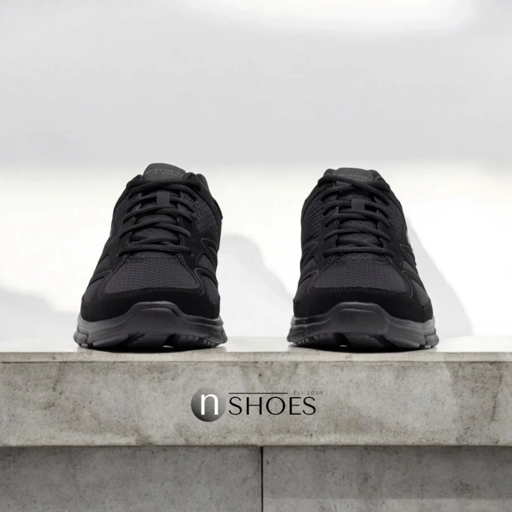 Skechers Flash Point 58350 BBK 5767 чорні шкіряні кросівки з устілкою Memory Foam