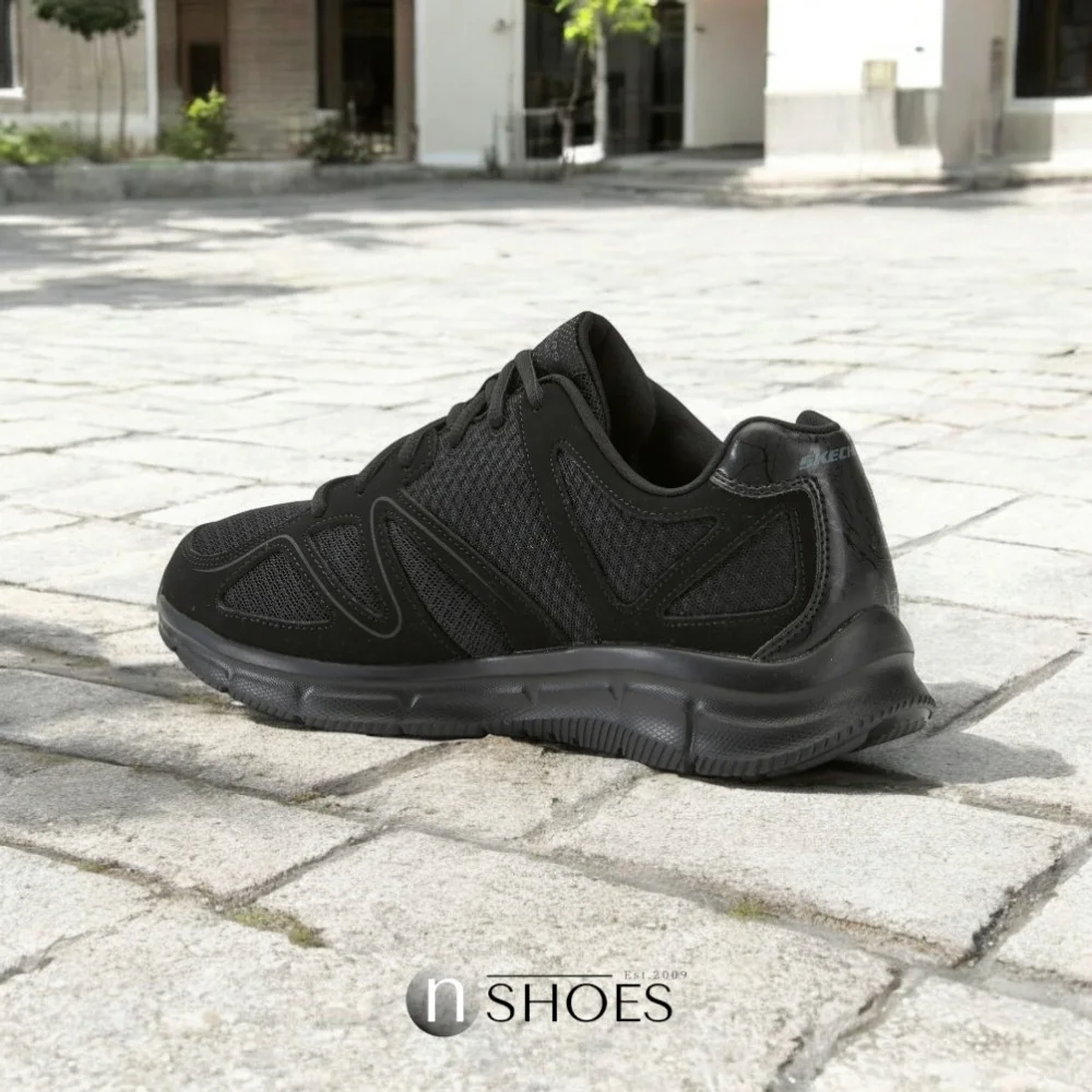 Skechers Flash Point 58350 BBK 5767 чорні шкіряні кросівки з устілкою Memory Foam