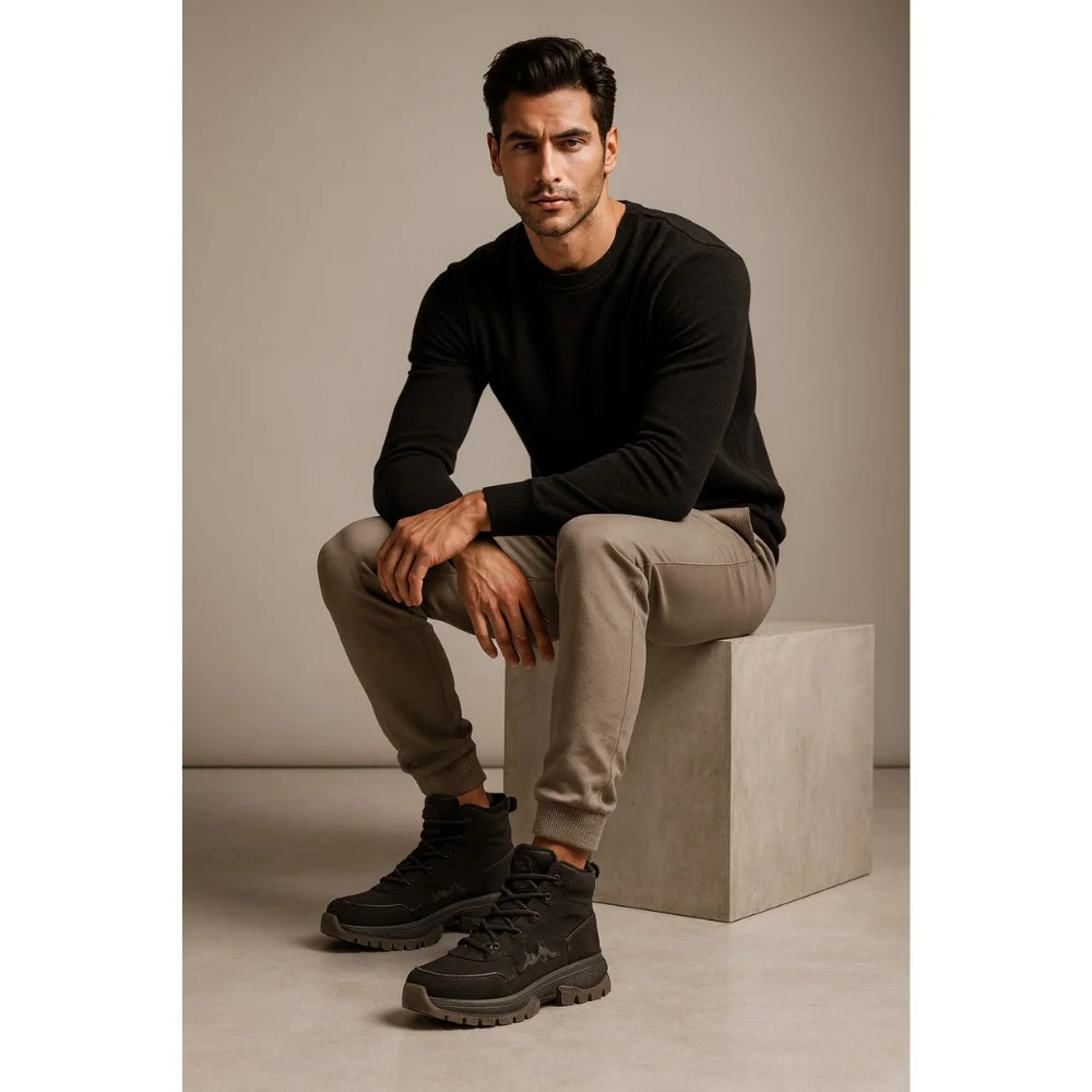 Men’s black winter leather boots GRUNBERG 148173-11-01 5773